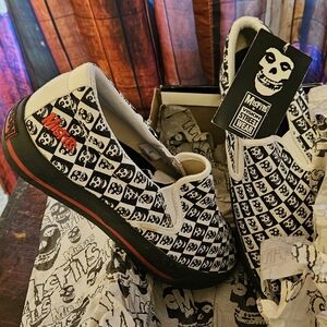 Vans Black and White Skull Sneakers
